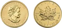 Gold Canadian Maple Leafs coin