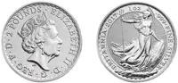 Silver British Britannias coin